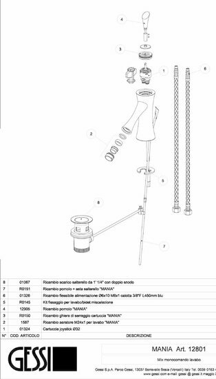 Gessi Mania 12801 onderdelen