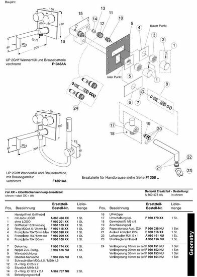 Jado Geometry F1348 - F1351 onderdelen