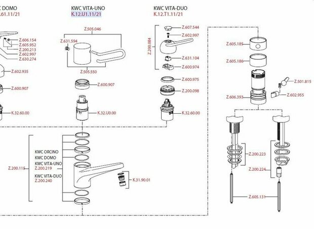 KWC Vita-Uno K.12.U1.11/21 onderdelen