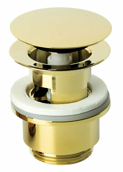 Damixa 2385077 acc wastafel klikplug gepolijst messing pvd (met overloop uitsparing)