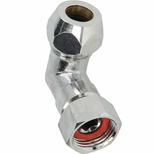 Knie knelverbinding met wartelmoer 3/8&quot; x 10 mm verchroomd