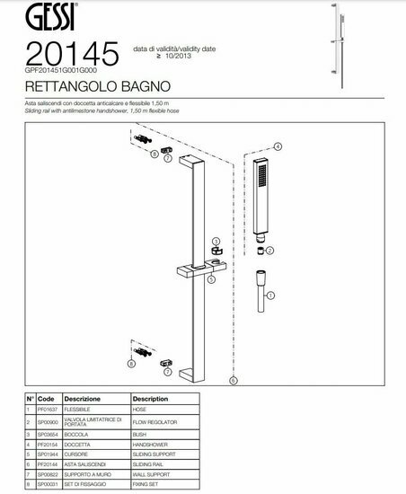 Gessi 20145 onderdelen