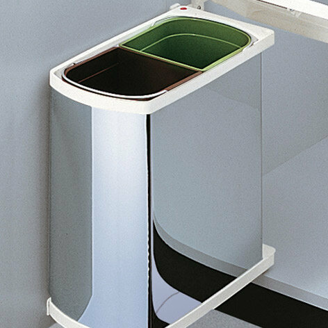 Hailo 2x8 liter 3416-90 afvalemmer chroom/wit