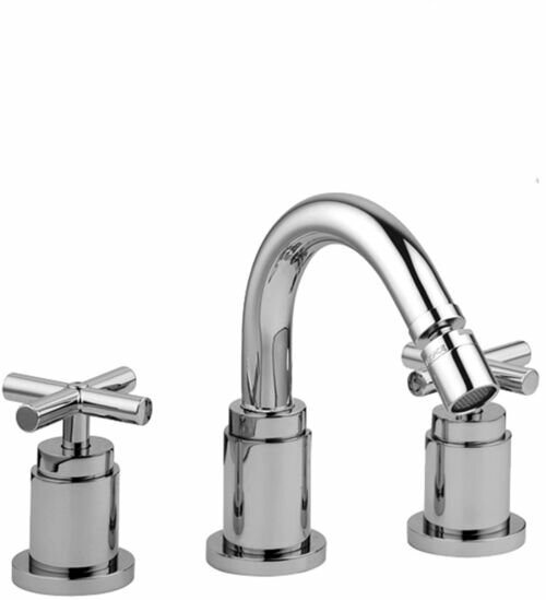 Schlauchbrausegarnitur mit Einzelrosetten FlowReduce Messing geb&uuml;rstet