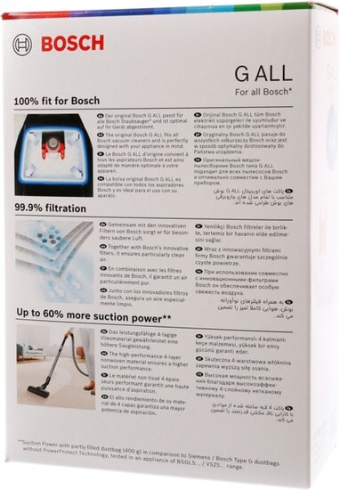 Siemens Bosch 17003048 Staubbeutel f&uuml;r Staubsauger Typ G Alle 4 St&uuml;ck BBZ41FGALL