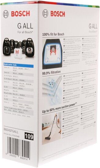 Siemens Bosch 17003048 Staubbeutel f&uuml;r Staubsauger Typ G Alle 4 St&uuml;ck BBZ41FGALL