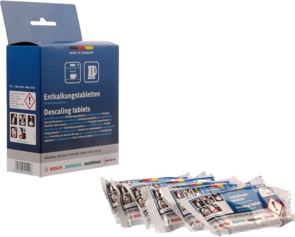 Bosch Siemens 00312454 Entkalkungstabletten 12x18g geeignet f&uuml;r Kaffeemaschinen, Wasserkocher, Hei&szlig;wasserspender.