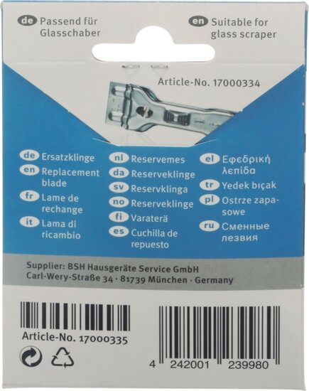 Bosch Siemens 17000335 Messer Glasschaber Ceranfelder 5 St&uuml;ck